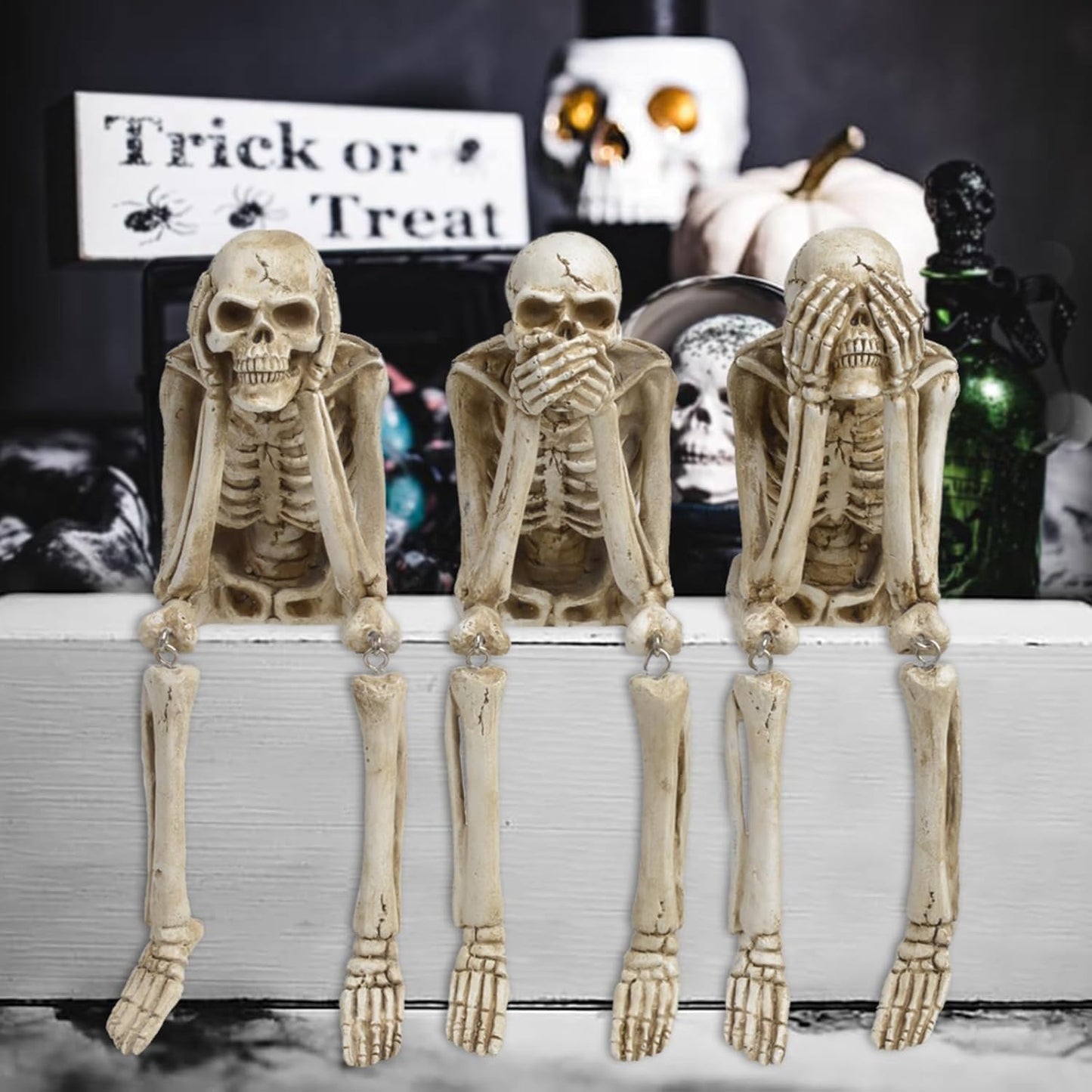 đ„Last 3 hours â 60% offđ„Halloween Decorations, Skeleton Statue Set