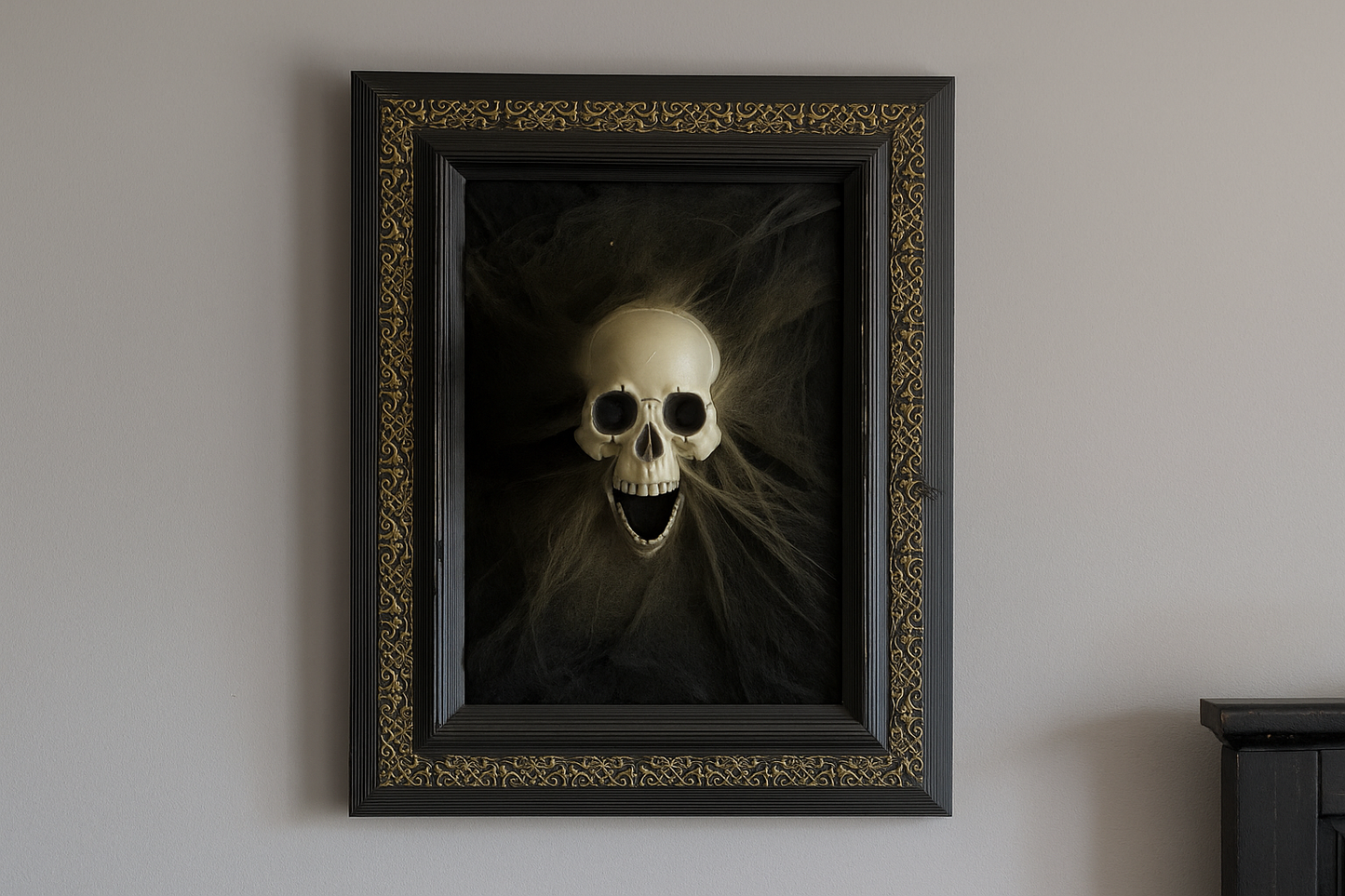 π Handcrafted Skull & Web Art Frame π»