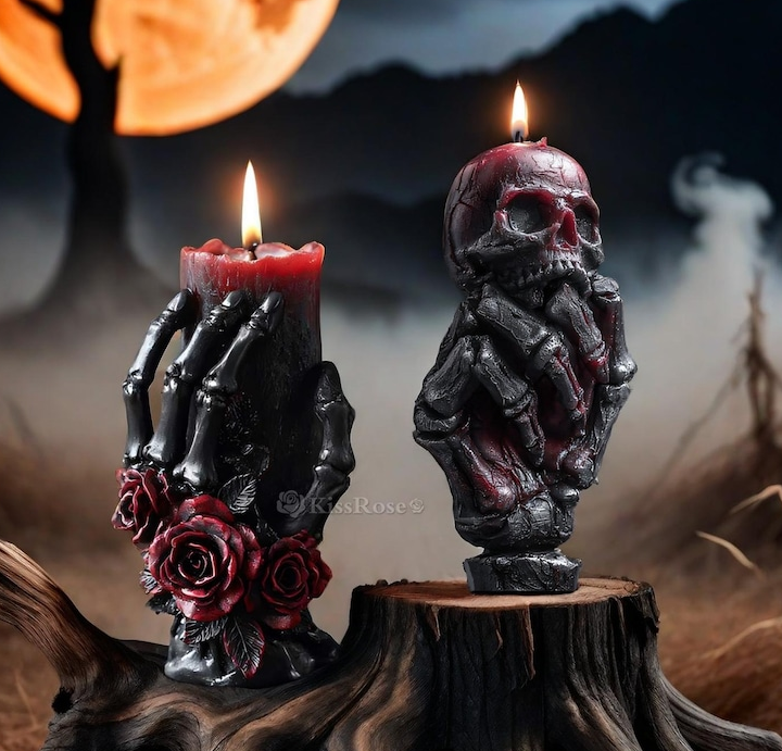 Skull candle gothic style ornaments