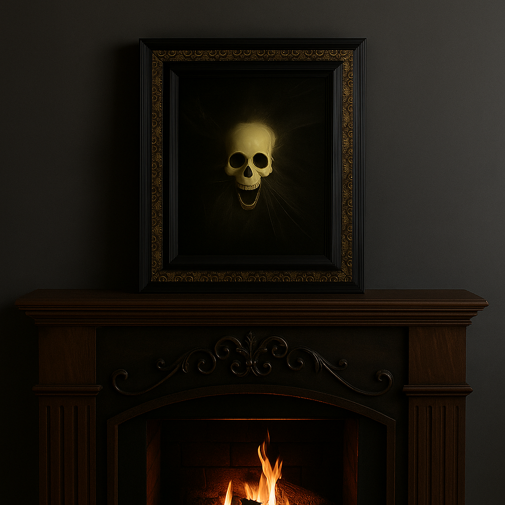 π Handcrafted Skull & Web Art Frame π»
