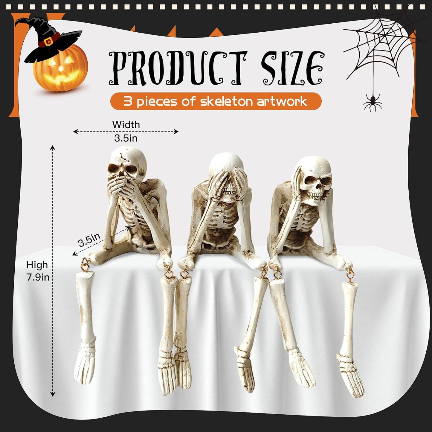 đ„Last 3 hours â 60% offđ„Halloween Decorations, Skeleton Statue Set