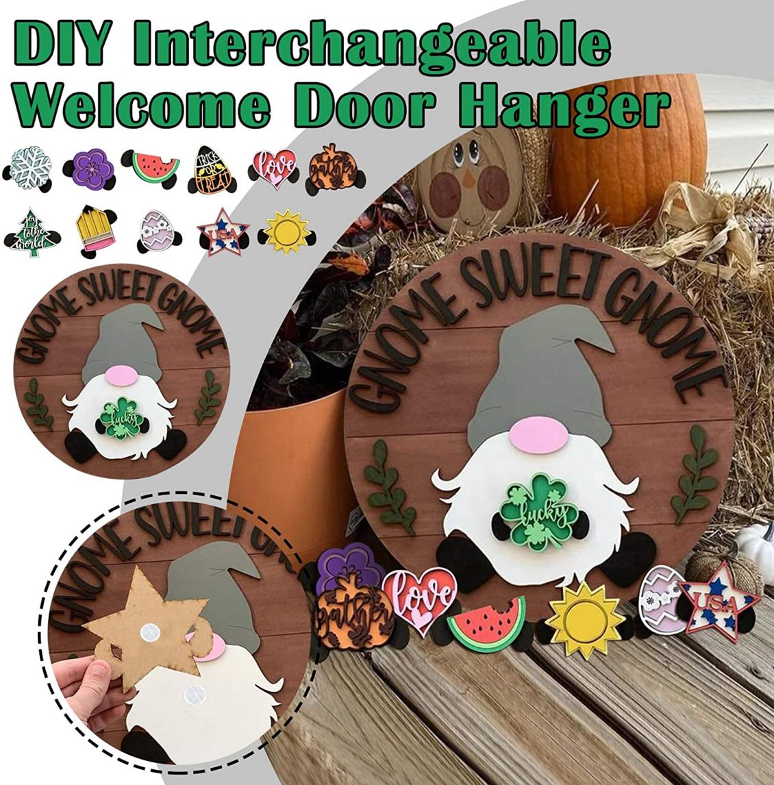 π 49% OFF π-Cute 3D Seasonal Interchangeable Gnome Door Hanger
