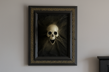 🎃 Handcrafted Skull & Web Art Frame 👻