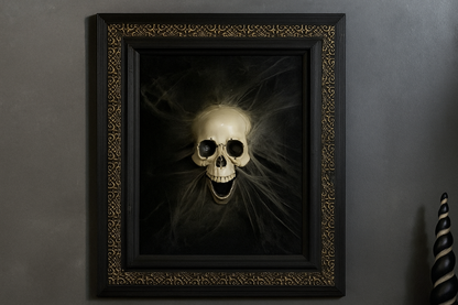 🎃 Handcrafted Skull & Web Art Frame 👻