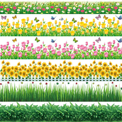 Nature Flowers Green Grass Wall Decoration Stickers Home Decoration