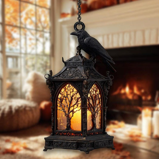 Gothic Raven Faux Stained Glass Acrylic Suncatcher